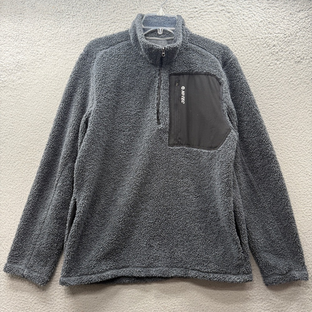 Hi-Tec Men’s Long Sleeve 1/4 Zip With Pockets Fleece Pullover Jacket Gray Size M